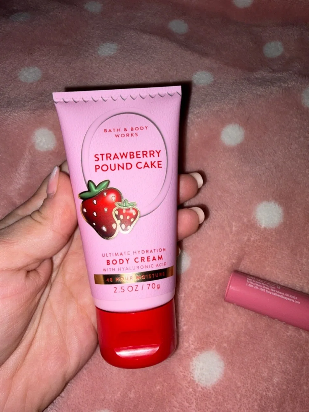 Bath & Body Works Strawberry Pound Cake Body Cream and Lip Tint NWT